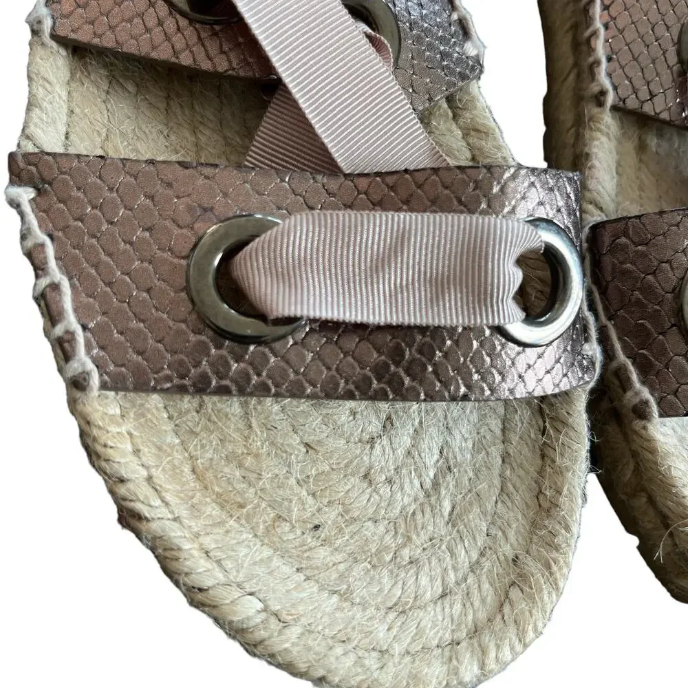 Donald Pliner Esther Leather Espadrille Sandal 10 Copper Metallic Snake